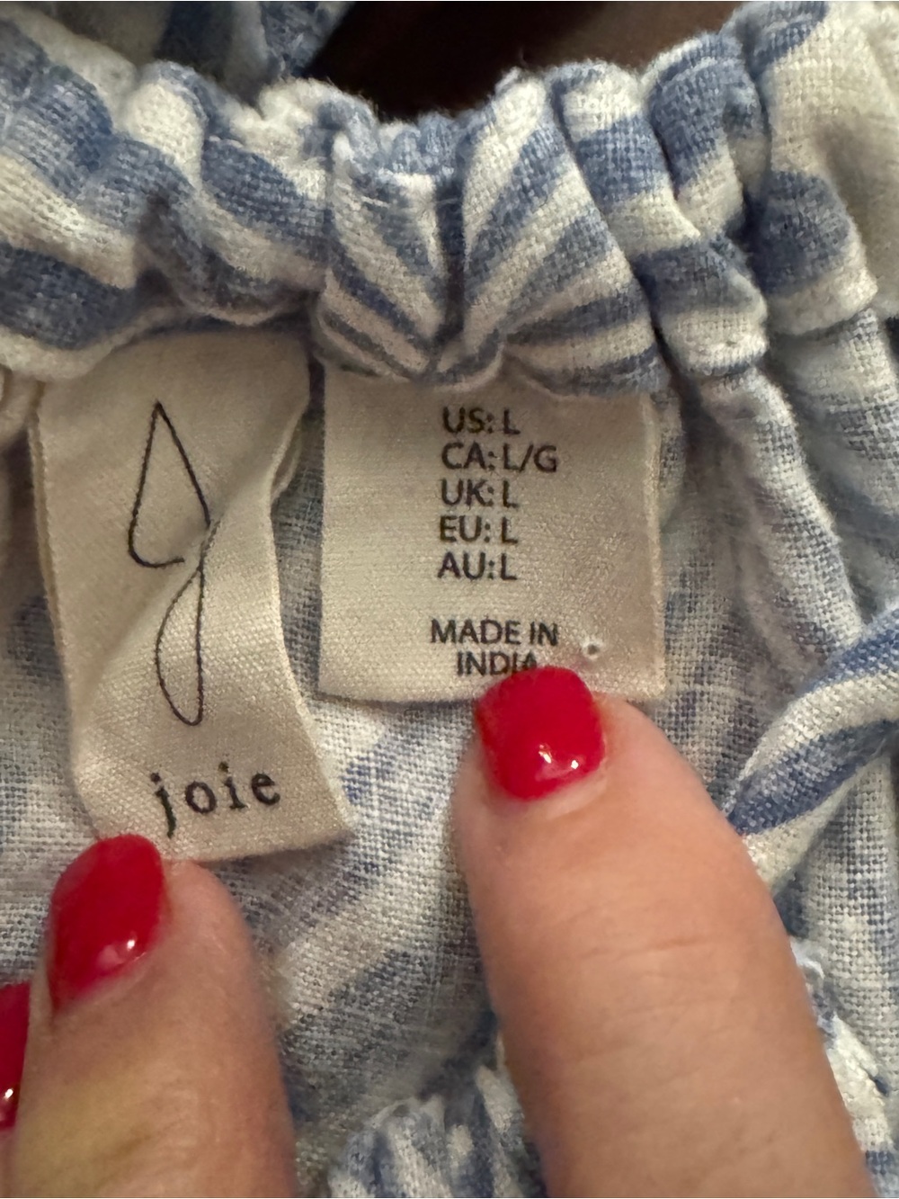 Joie Blue White Linen Blend Halter Midi Dress Tiered Large Resort Beach - Picture 6 of 7